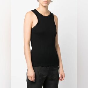 RÓHE Black Cotton Rib Racerback Tank Top, Size 38 SMALL
